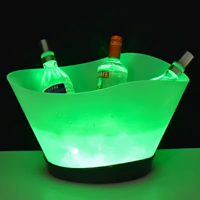 Glowing Transparent Plastic champagne Ice Bucket Beer Led Ice Bucket