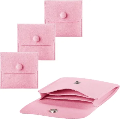 Velvet Jewelry Pouch Snap Button Envelope Bag Ring Earring Necklace Storage Gift Custom Logo Wholesale Small