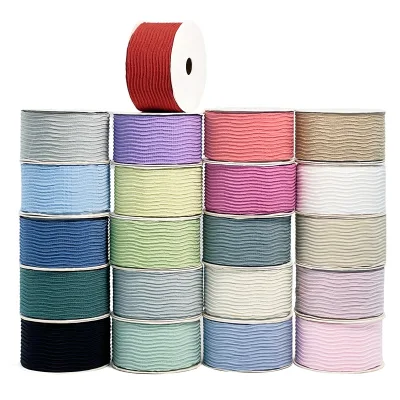 1 1/2 Inch Plain Spring Craft Ruffle Wave Ribbon for Wedding Decor Diy