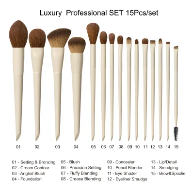Welcome Make Your Logo 15 Pcs Matte Pink Vegan Synthetic Hair Paint Makeup Brushes Custom Logo High Quality Bling Eyebrow Pencil