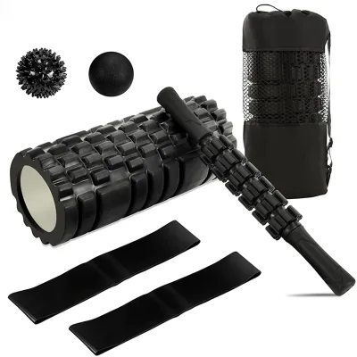 High Density EVA Foam Axis Yoga Back Pilates Muscle Relaxation Stretch Massager Fascia Ball Mace Squat Elastic Ring Set Custom