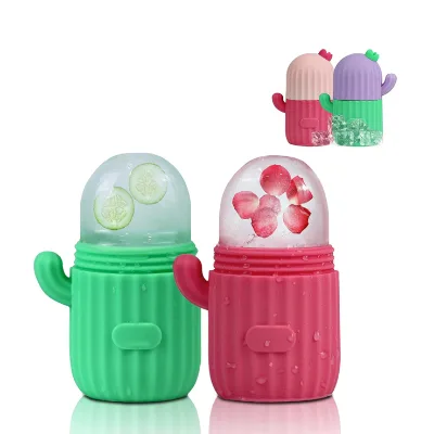 Cactus Shape Silicone Skin Massage Leak Proof Cube Ice Mold Facial Roller for Face and Eye