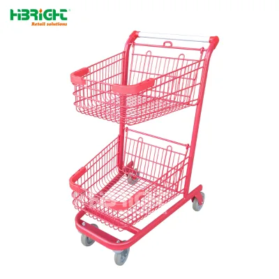 American Standard Two Tier Grocery Store Shopping Cart Basket Convenience Store Retail Push Trolley Merchandising Cart