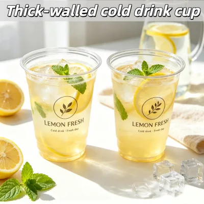 Low MOQ Custom Printed Clear Plastic Bubble Tea Cups Food Grade PET PP PLA Personalized Takeaway Plastic Cups Beverage Takeaway
