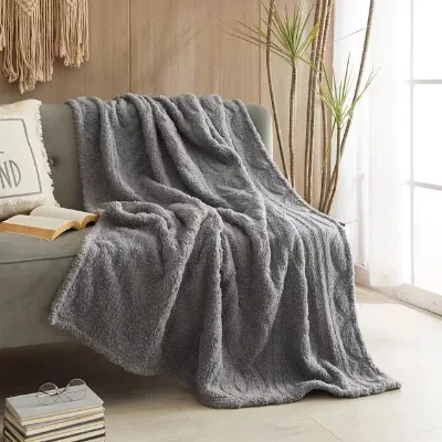 Hot Selling Soft Fluffy Grey Sherpa Fleece Throw Blanket Cozy Warm Oversized Sofa Bed Blanket for Winter Home Decor