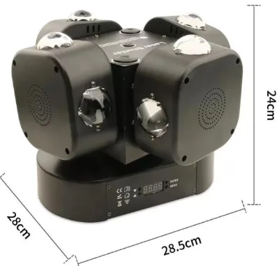HD4 FourArmHOTWHEELS 200W RGBW+Strobe+Laser LED Stage Light, Ideal for Bars, Stages, Clubs, 15 DMX