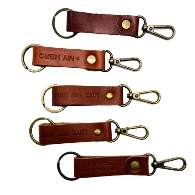 Mammoth Genuine Leather Light Carabiner Keychain Vintage Cowhide Handmade High Quality Rustic Craft Key Fob