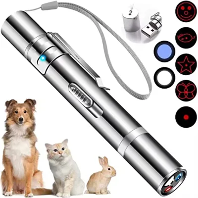 USB Rechargeable Eco-Friendly Laser Pointer Interactive Cat Toy Multi-Pattern Laser Teaser LED Light Cat Laser Pen for Pets