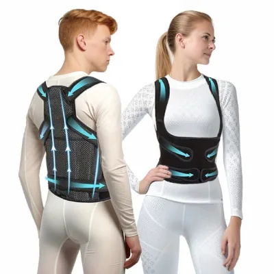 Custom Posture Corrector Free Size Foam Fabric Back Instant for Women Support Belt Breathable Adjustable Magnet Brace