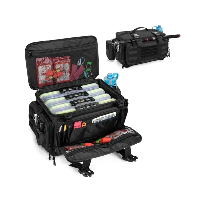Large Capacity Outdoor Waterproof Fishing Box Bag With Non-Slip EVA Base and Rod Holder