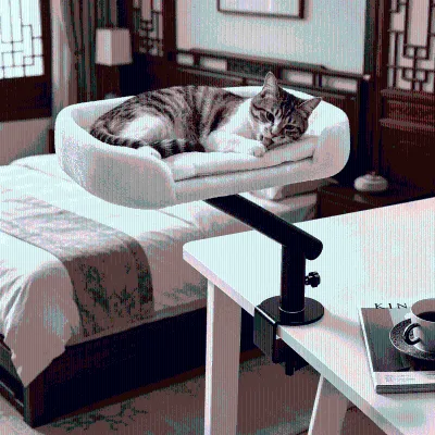 Modern Eco-Friendly Suspended Office Desk Hammock Solid Pattern Rectangle Wood Sponge Cat Nest Fashionable Pet Bed
