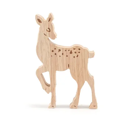 Christmas Wooden Deer Ornaments Wooden Horse Toys Children's Room Standing Deer Decorations