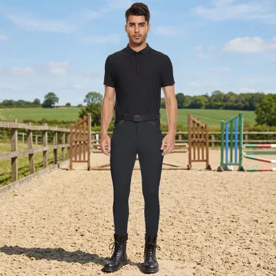 Ready to Ship Black Man Equestrian Breeches Durability Comfortable Stretchy Horse Riding Leggings for Outdoor Training