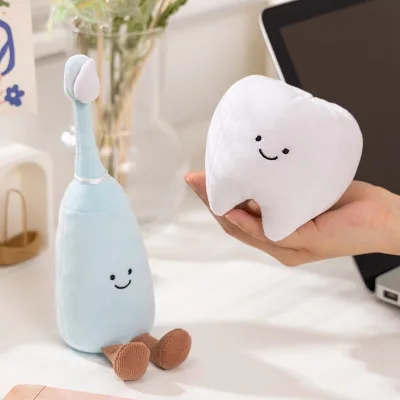 OEM Realistic Tooth-Shaped Plush Toy Children's Oral Health Education Toothbrushing Promos Love Your Teeth Day Dental Event Gift