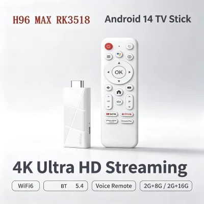 Cheap Wholesale H96Max RK3518 Android 14 TV Stick 4K OTT Media Player Dual Band WiFi6 BT 5.4 Voice Remote TV Box Stick