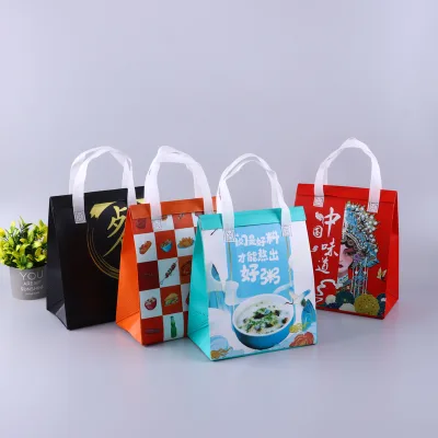 Custom Logo Insulated Non-Woven Takeout Bags Recyclable Waterproof for Food Delivery Exhibition Heat Preservation Supermarket