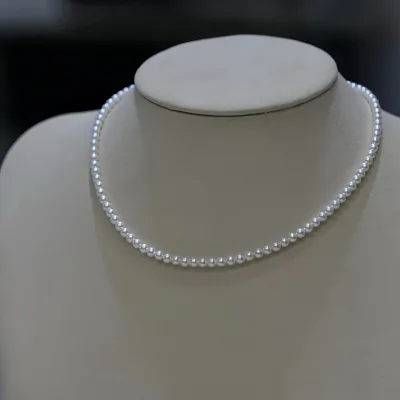 SHIYOUYOU Elegant Tiny Rice Natural Silver Gold Plated Classic White AAA Grade Pearl Choker Strand Necklace Women's Anniversary