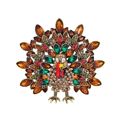 Creative Retro Peacock Brooch Pin, Fashion Diamond Animal Brooch Corsage Customize