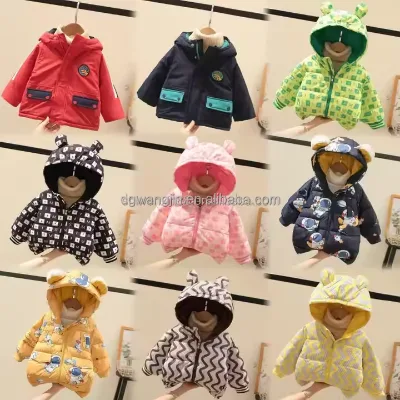 Children's Winter Denim Animal Print Reversible Breathable Standard Thickness Long Sleeve Coat for Boys and Girls