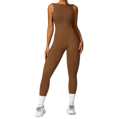 Hot Sale Women Onesie Hollow Back Long Feeling Leggings Feeling Quick Drying Breathable Bodysuit Yoga Jumpsuits