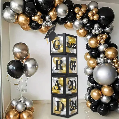 Graduation Party Decoration Scene Layout Black Graduation Balloon Box 2026 Graduation Party Supplies