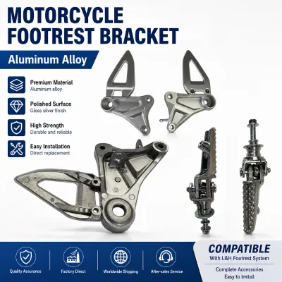 Complete Front Left Foot Peg Holder Kit with Hardware, Polished Aluminum for FORZA SF501 250cc
