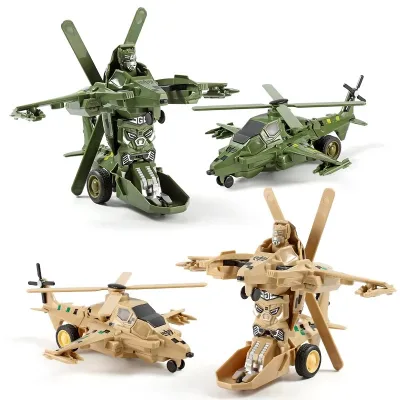 One Click Deformation Military Fighter Jet Toy 2 in 1 Transform to Robot Airplane Toy for Boys Kids Gift