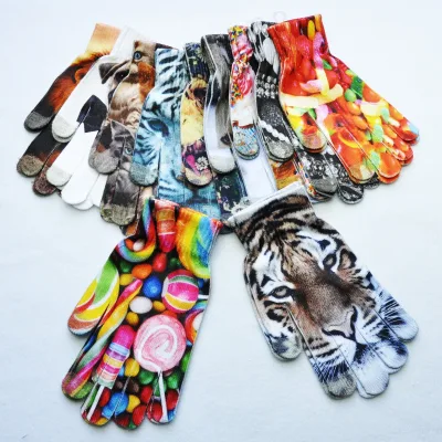 ChongKang Digital Color Promotion Touch Screen Gloves Winter 3D Pattern Effect Eco-friendly Durable Customized Logo Hand Muffs