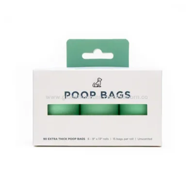 Custom box carton compostable doggy waste bag cat dog poo bags pet green trash bag garbage waste disposal