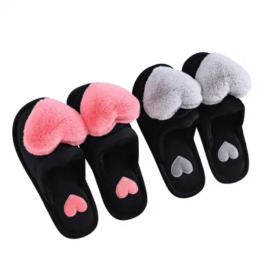 Autumn/Winter Super Soft Velvet Cartoon Heart-shaped Shoes Artificial Short Plush Lining Non-slip Warm Ladylike Large-heart