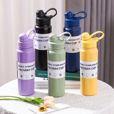 Portable Large Capacity 850ML Outdoor Stainless Steel Thermal Insulated Water Bottle Dual-Use Minimalist Style Bottle With Straw