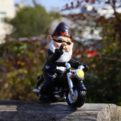 Innovative Garden Decorations Dwarf Resin Crafts Cartoon Motorcycle Riding Old Man Christmas Gift Ornaments