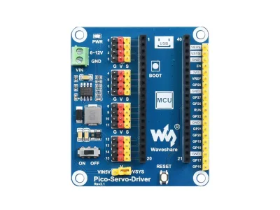 Waveshare Servo Driver Module for Raspberry Pi Pico 16Channel Outputs 16Bit Resolution Ideal Controlling Robot Arm Servo Driver