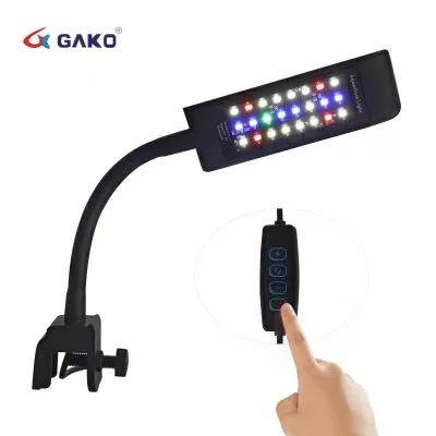 GAKO Mini SJL-5 3W Aquarium LED Clip on Light Black White Blue Tooth Voice Control USB for Mini Fish tank