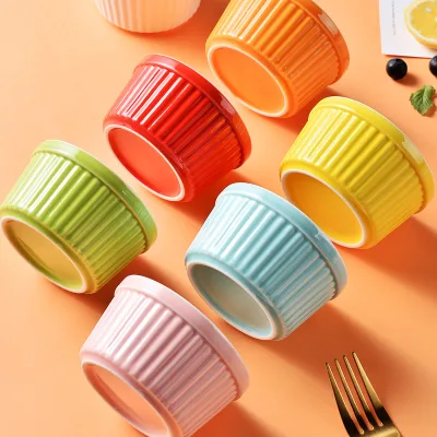 Custom Bakeware Creme Brulee Porcelain Oven Safe Ceramic Restaurant Baking Souffle Ramekins Bowls