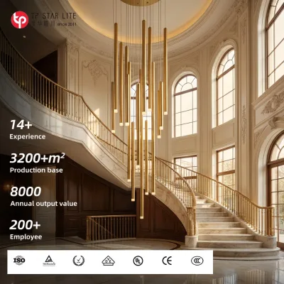 Modern Style Metal+aluminum+acrylic LED Pendant Chandelier Light Stair Project Hanging Dining Living Bedroom Kitchen Restaurant
