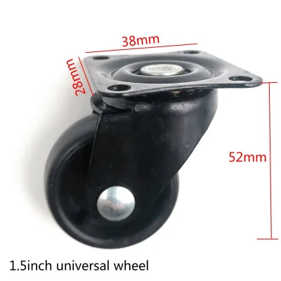 Black PP Carrier Caster 1.5 Inch Wheel Universal Caster Furniture Universal Wheel Castor
