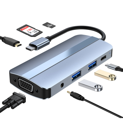 8 in 1 USB C for HDMI 4K Adapter Hub 100W PD SD/TF for MacBook Pro/Air Thunderbolt 3 Notebook Dock with USBC Hub for Computer