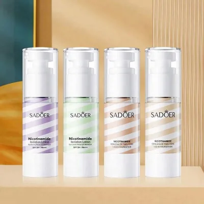 SADOER Cosmetics Nicotinamide Liquid Foundation Long Lasting Moisturizing Concealer Whitening Waterproof Face Female Travel Size