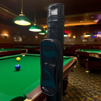 Oval One-piece Billiard Rod Barrel Bag PU Leather 2 Holes Bright Black Large Head 4/3 Nine-ball Split 0001