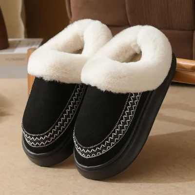 2026 Wholesale Lady' Slippers Manufacturer Winter Slippers Fleece Fuzzy Crossed Strap Cotton Slippers for Women