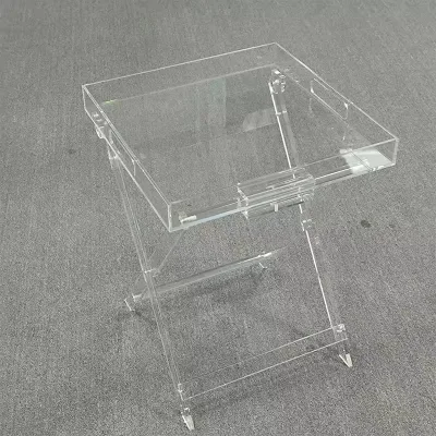 Clear Acrylic Serving Tray Table Portable Acrylic Side Table for Drinks Food Kitchen Bar