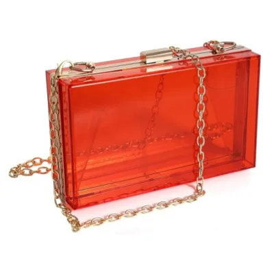 Custom Red Luxury Women Wedding Hand Bag Bridal Transparent Clutch Acrylic Evening Clutch Clear Bag for Gift Party Wedding Birth