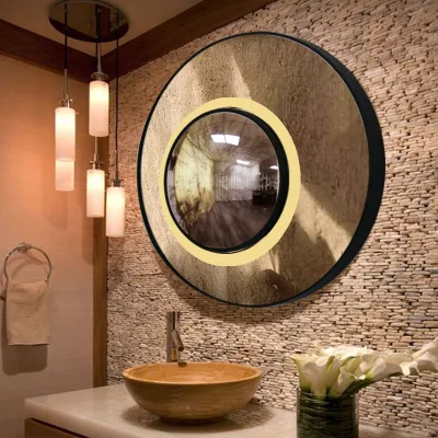 Classic Hospitality Convex Bathroom Mirror LED Wall Decorative Antique Gold Round Wholesale Large Silver Mirrors