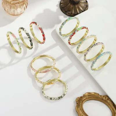 Hot Selling New Retro Light Luxury Bracelet with Oil Dripping Ceramic Feel and Open Mouth Bracelet Factory Direct Sales in Stock