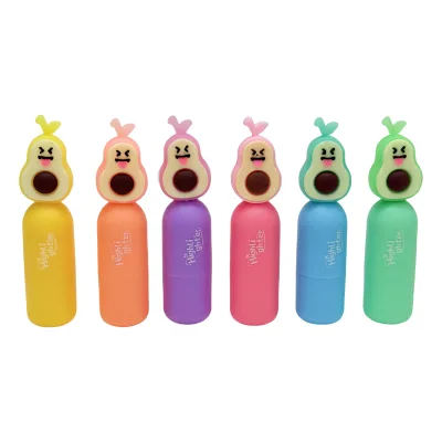 Creative Cute 6-Color MNI Avocado Custom Pattern Highlighter Set Office Stationery for School Girls and Children's Marker Pen