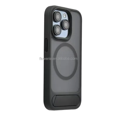 Hybrid Heavy Duty Combo Hidden Metal Kickstand Adjustable Aluminum Alloy Stand Holder Frosted Case Electroplate for iPhone 16
