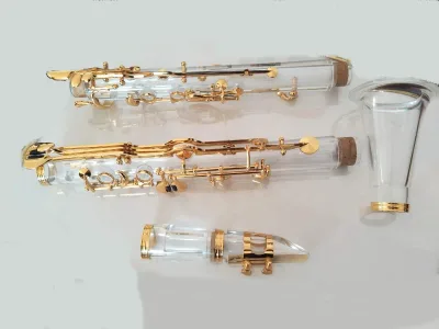 High Grade Transparent Body 18 Keys G Tone Clarinet With Gold Plated Keys (JCL-183)