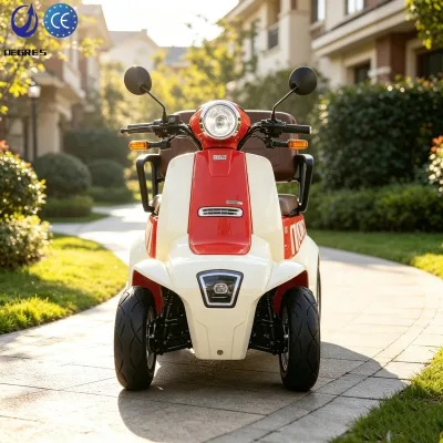 Elderly Four-wheel Electric Transport, Dual Seat Intelligent Braking, Lightweight Four-wheel Vehicle