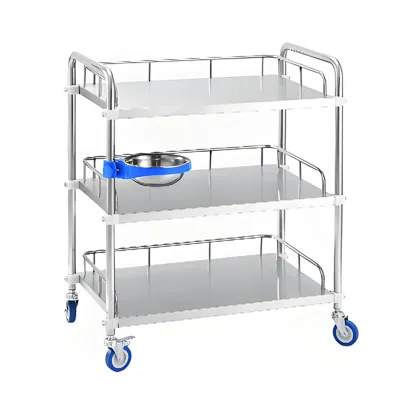 Hospital Stainless Steel Trolley with Wheels Beauty Salon Multi Layer Storage Cart
